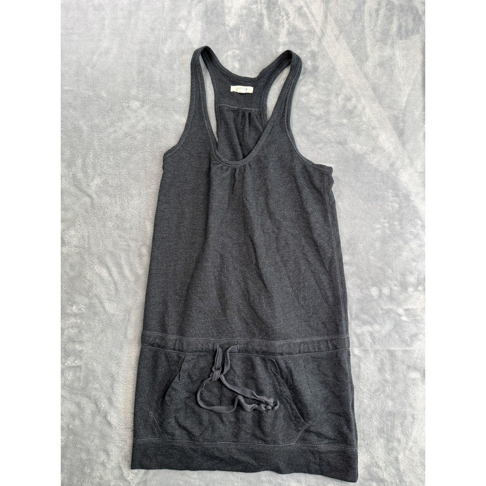 Aerie Tank Top Womens Medium Black Cotton Racerback Kangaroo Pockets Drawstring